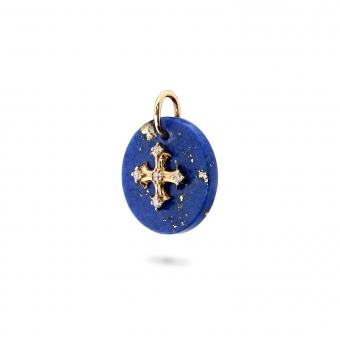 Lapis Lazuli Medallion with Gold and Diamonds Ornament