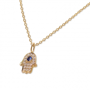 Hamsa Diamonds and Sapphire/Ruby Necklace