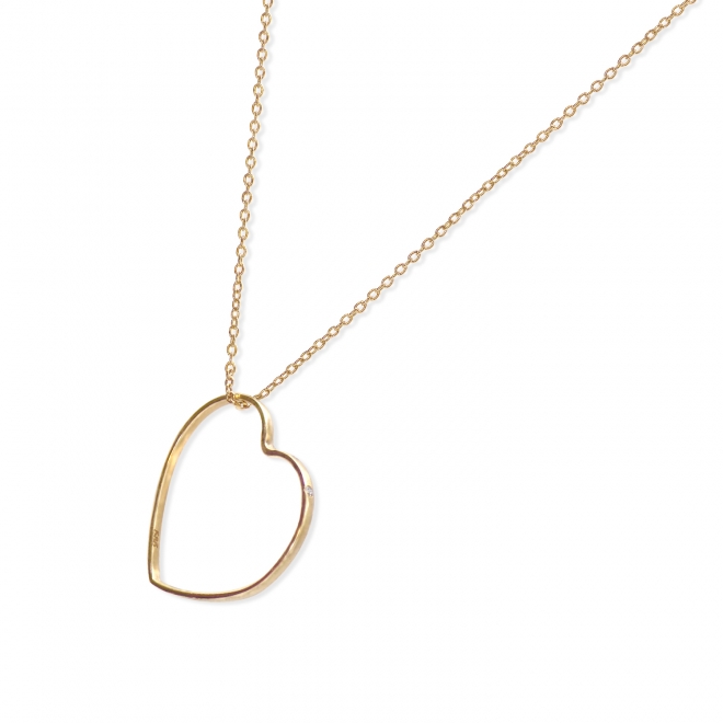 Delicate Heart Shape Necklace with Small Solitaire Gemstone