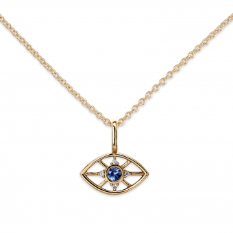 Delicate Evil Eye with Gemstone and Diamonds Pendant