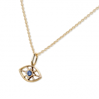 Delicate Evil Eye with Gemstone and Diamonds Pendant