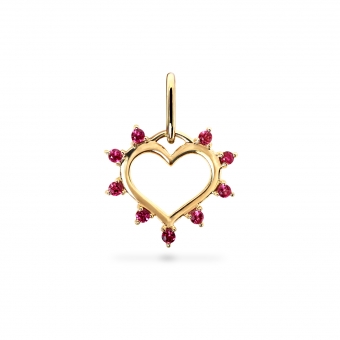 Solid Heart Shape Pendant with Rubies