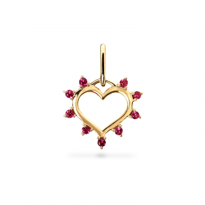 Solid Heart Shape Pendant with Rubies