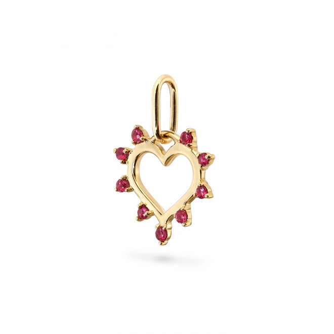 Solid Heart Shape Pendant with Rubies