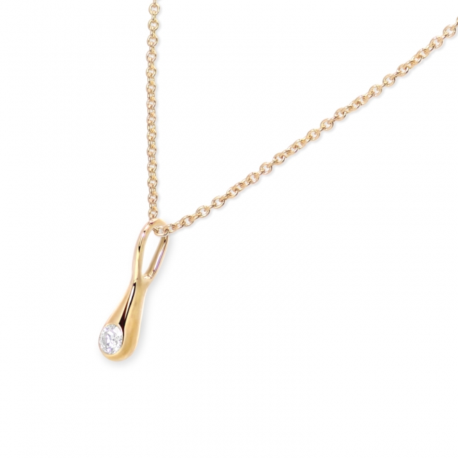 Golden Drop Necklace with Solitaire Gemstone
