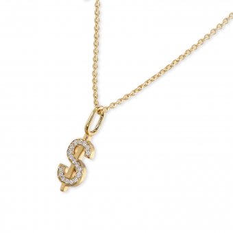 Dollar Mark Pendant with Gemstones