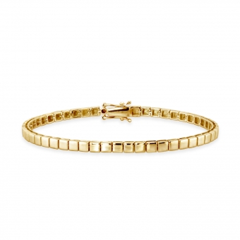 Square Solid Gold Tennis Bracelet 