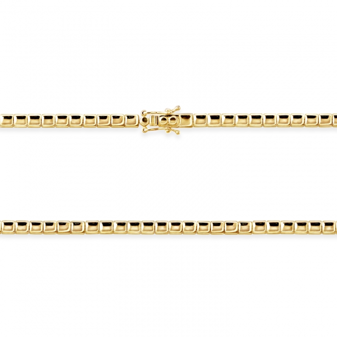 Square Solid Gold Tennis Bracelet 