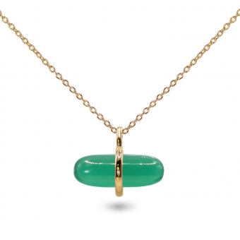 Aurum Green Agate Pillgem Necklace