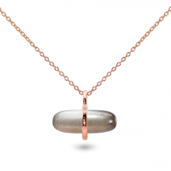 Aurum Grey Moonstone Pillgem Necklace