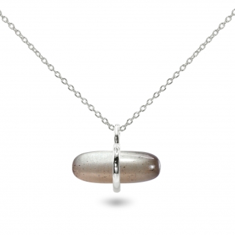 Aurum Grey Moonstone Pillgem Necklace