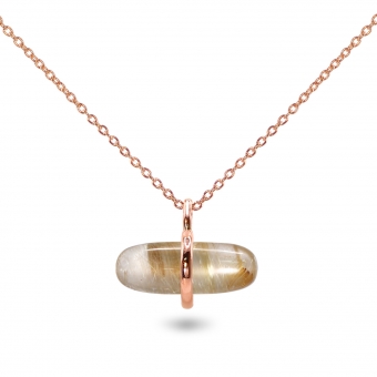 Aurum Gold Rutile Quartz Pillgem Necklace