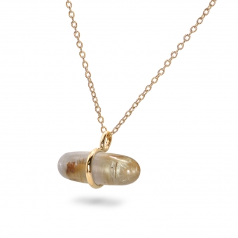 Aurum Gold Rutile Quartz Pillgem Necklace