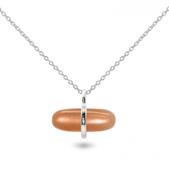 Aurum Peach Moonstone Pillgem Necklace