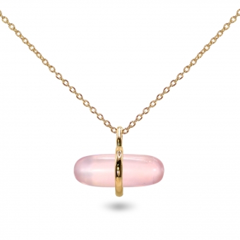 Aurum Rose Quartz Pillgem Necklace