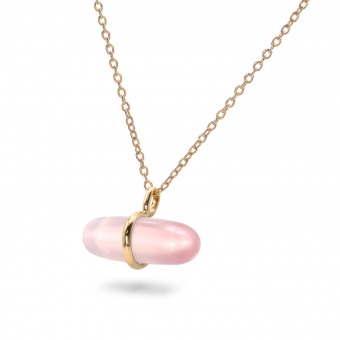 Aurum Rose Quartz Pillgem Necklace