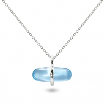 Aurum Swiss Blue Topaz Pillgem Necklace