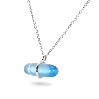 Aurum Swiss Blue Topaz Pillgem Necklace