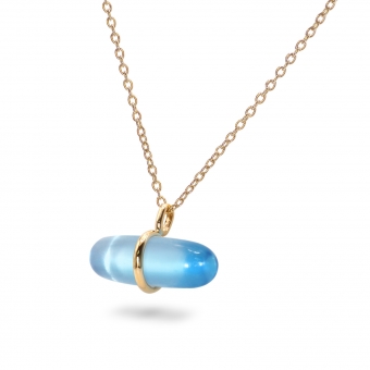 Aurum Swiss Blue Topaz Pillgem Necklace
