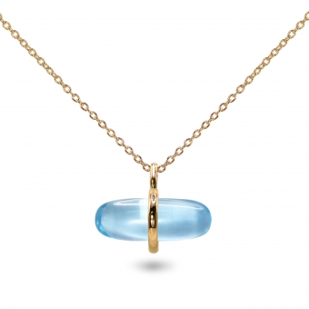 Aurum Swiss Blue Topaz Pillgem Necklace