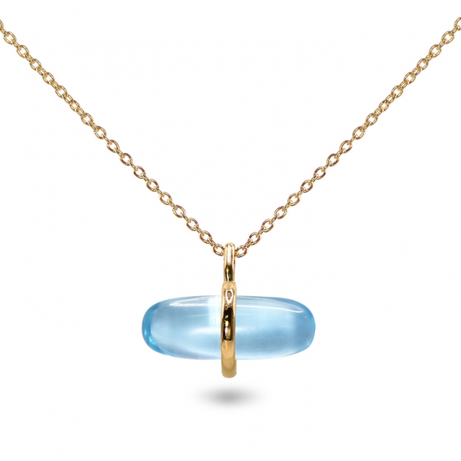 Aurum Swiss Blue Topaz Pillgem Necklace