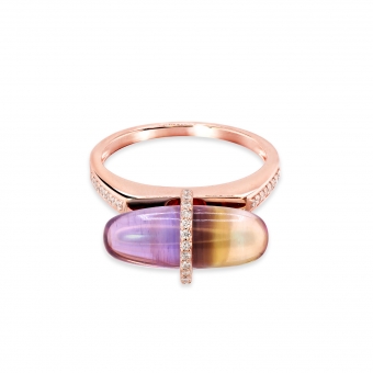Diamanta Ametrine Pillgem Diamonds Gold Ring