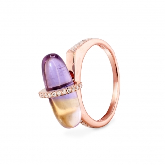 Diamanta Ametrine Pillgem Diamonds Gold Ring