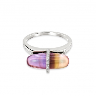 Diamanta Ametrine Pillgem Diamonds Gold Ring