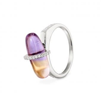 Diamanta Ametrine Pillgem Diamonds Gold Ring