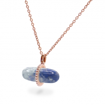 Diamanta Blue Aventurine Pillgem Necklace