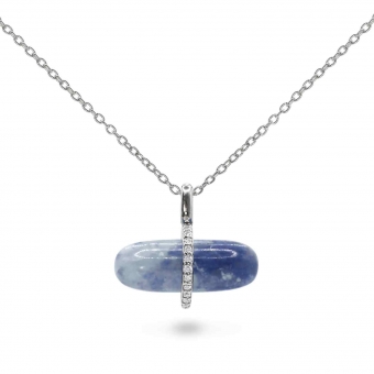 Diamanta Blue Aventurine Pillgem Necklace