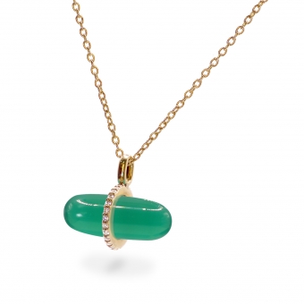 Diamanta Green Agate Pillgem Necklace