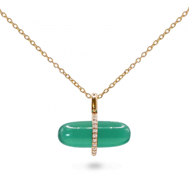 Diamanta Green Agate Pillgem Necklace