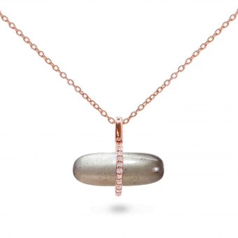 Diamanta Grey Moonstone Pillgem Necklace