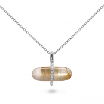Diamanta Gold Rutile Quartz Pillgem Necklace