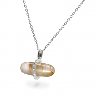 Diamanta Gold Rutile Quartz Pillgem Necklace