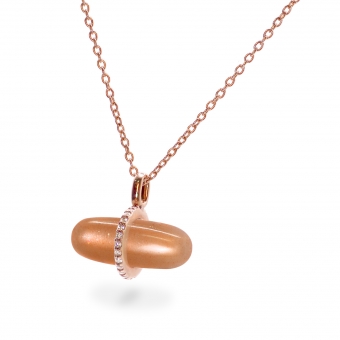 Diamanta Peach Moonstone Pillgem Necklace