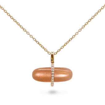 Diamanta Peach Moonstone Pillgem Necklace