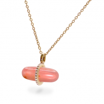 Diamanta Peach Opal Pillgem Necklace
