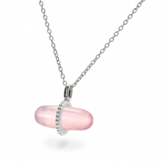 Diamanta Rose Quartz Pillgem Necklace