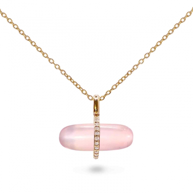 Diamanta Rose Quartz Pillgem Necklace