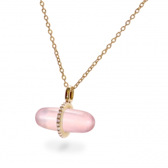 Diamanta Rose Quartz Pillgem Necklace Diamanta Rose Quartz Pillgem Necklace