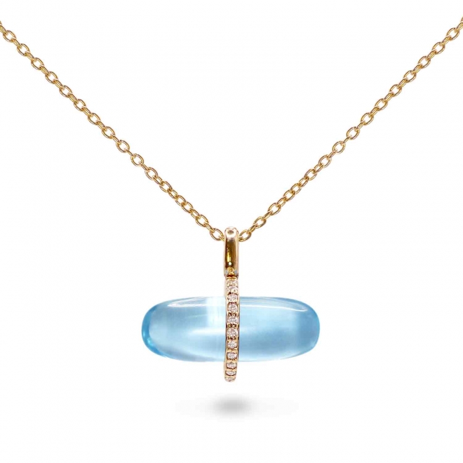 Diamanta Swiss Blue Topaz Pillgem Necklace