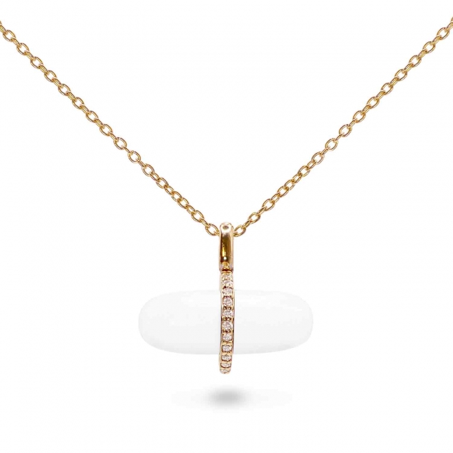 Diamanta Snow Quartz Pillgem Necklace