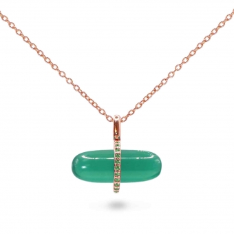 Gemma Green Agate Pillgem Necklace