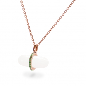 Gemma Snow Quartz Pillgem Necklace