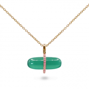 Gemma Green Agate Pillgem Necklace