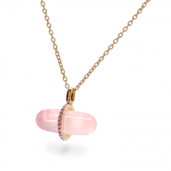 Gemma Rose Quartz Pillgem Necklace