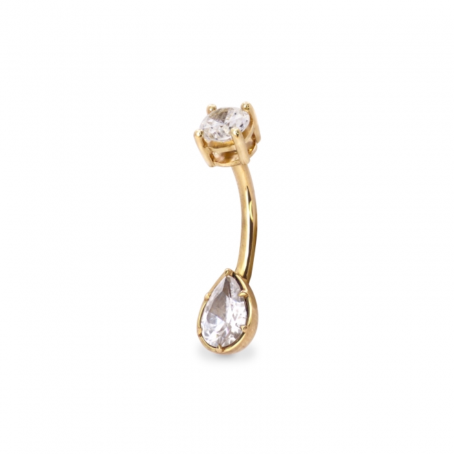 Pear Diamond Belly Piercing with Four-Prong Setting Head