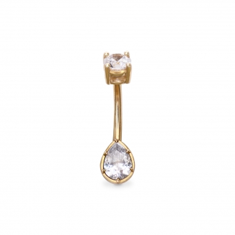 Pear Diamond Belly Piercing with Four-Prong Setting Head
